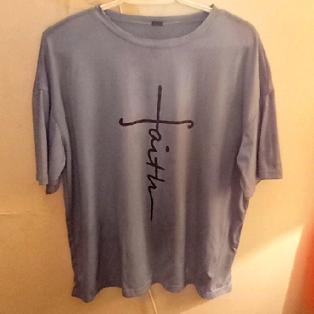 SHEIN Blue Short Sleeve Tees Casual Size M